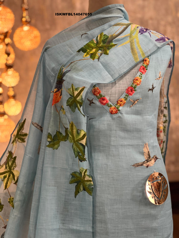 Digital Printed Linen Kurti With Shantoon Bottom And Dupatta-ISKWFBL14047655