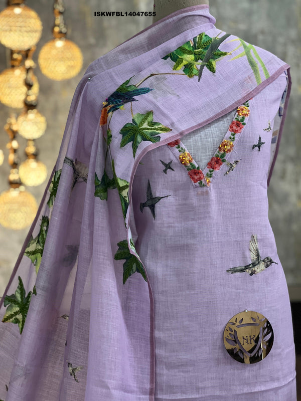 Digital Printed Linen Kurti With Shantoon Bottom And Dupatta-ISKWFBL14047655