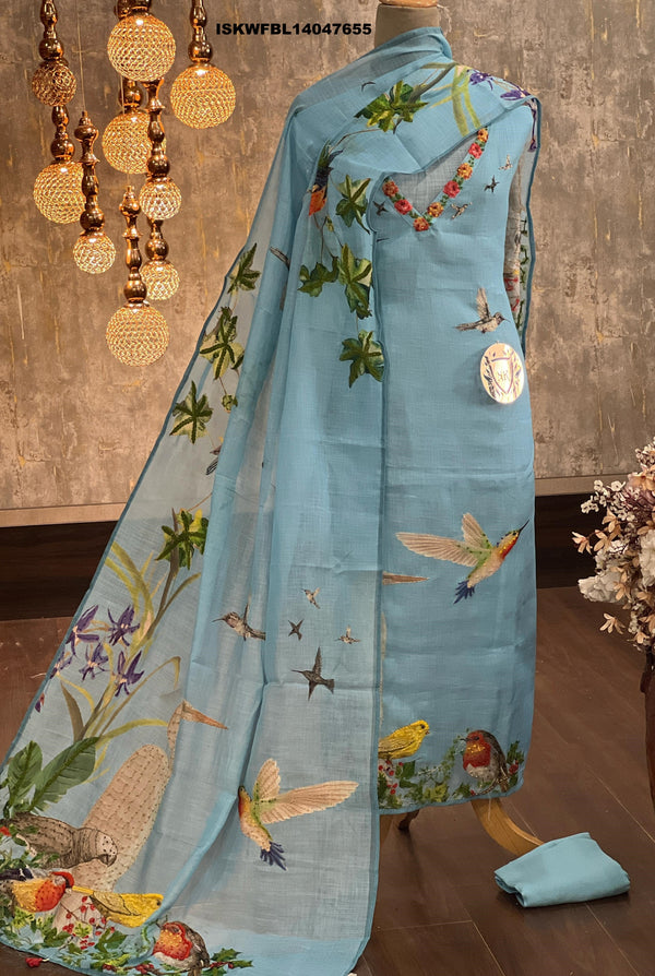 Digital Printed Linen Kurti With Shantoon Bottom And Dupatta-ISKWFBL14047655