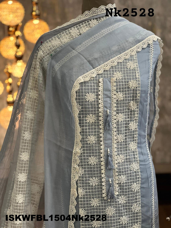 Embroidered Linen Kurti With Bottom And Dupatta-ISKWFBL1504Nk2528