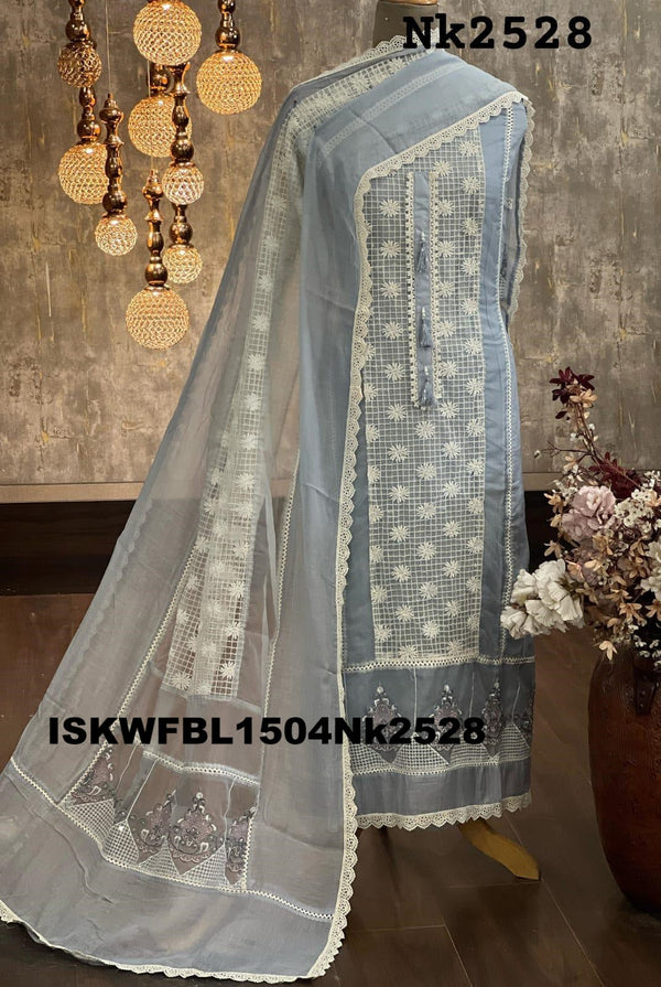 Embroidered Linen Kurti With Bottom And Dupatta-ISKWFBL1504Nk2528