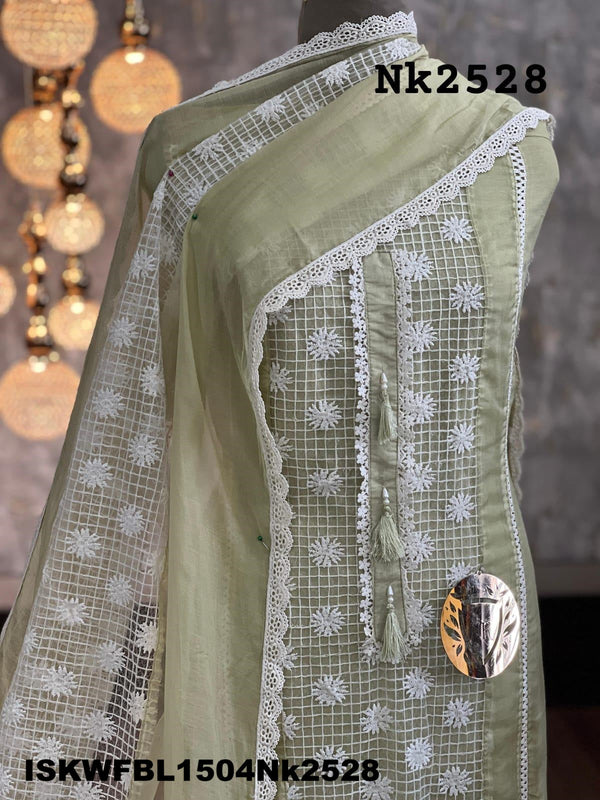Embroidered Linen Kurti With Bottom And Dupatta-ISKWFBL1504Nk2528