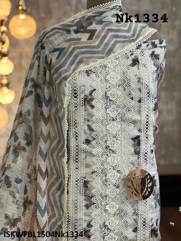 Digital Printed Linen Kurti With Shantoon Bottom And Dupatta-ISKWFBL1504Nk1334