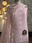 Embroidered Georgette Kurti With Shantoon Bottom And Chiffon Dupatta-ISKWFBL1504Nk2491