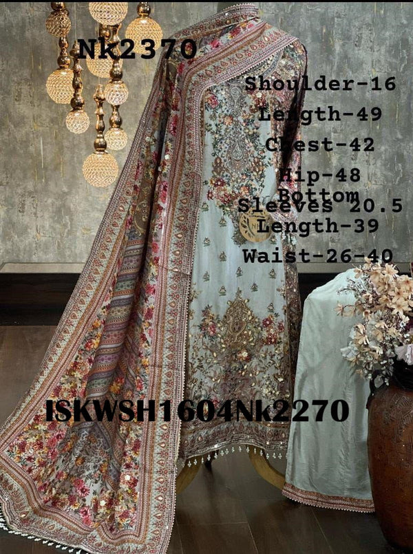 Digital Printed Silk Anarkali Kurti With Sharara And Dupatta-ISKWSH1604Nk2256/2270