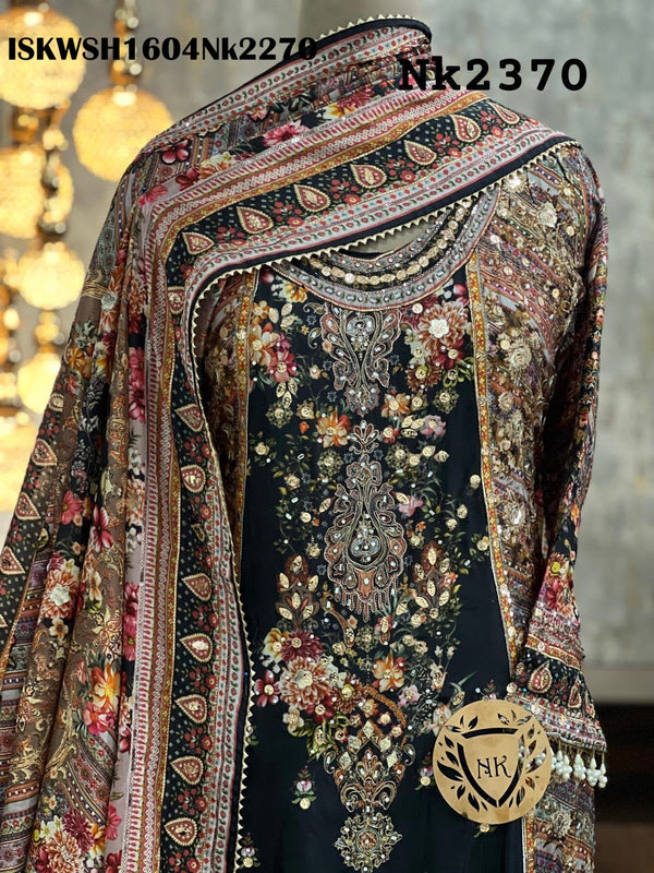 Digital Printed Silk Anarkali Kurti With Sharara And Dupatta-ISKWSH1604Nk2256/2270