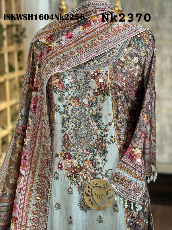 Digital Printed Silk Anarkali Kurti With Sharara And Dupatta-ISKWSH1604Nk2256/2270