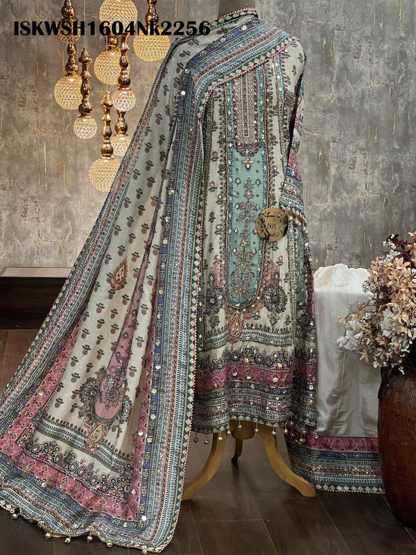 Digital Printed Silk Anarkali Kurti With Sharara And Dupatta-ISKWSH1604Nk2256/2270