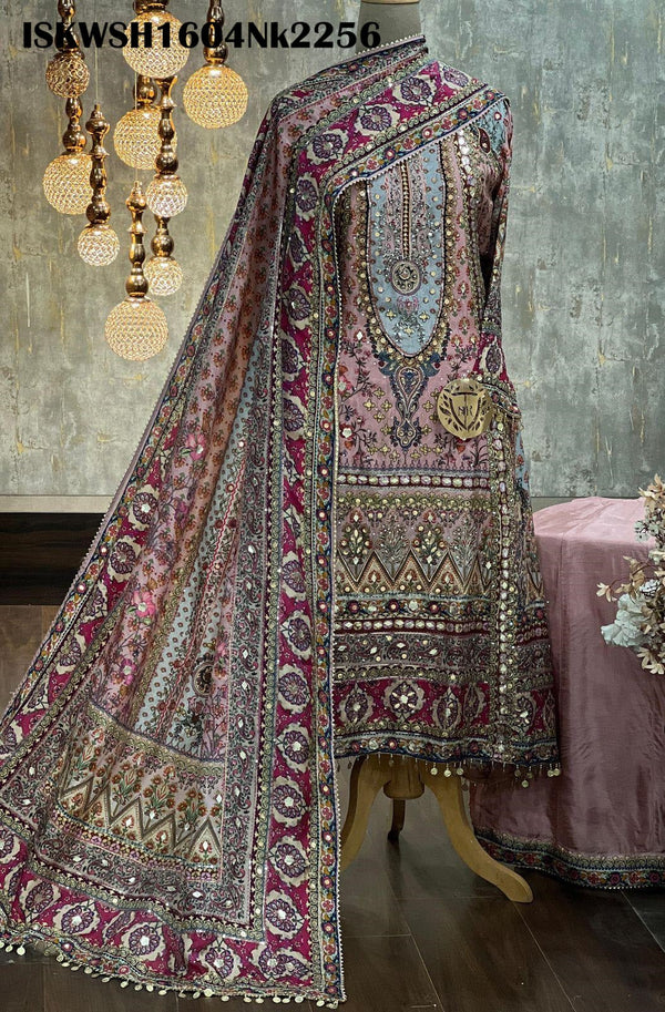 Digital Printed Silk Anarkali Kurti With Sharara And Dupatta-ISKWSH1604Nk2256/2270