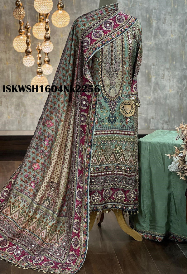 Digital Printed Silk Anarkali Kurti With Sharara And Dupatta-ISKWSH1604Nk2256/2270