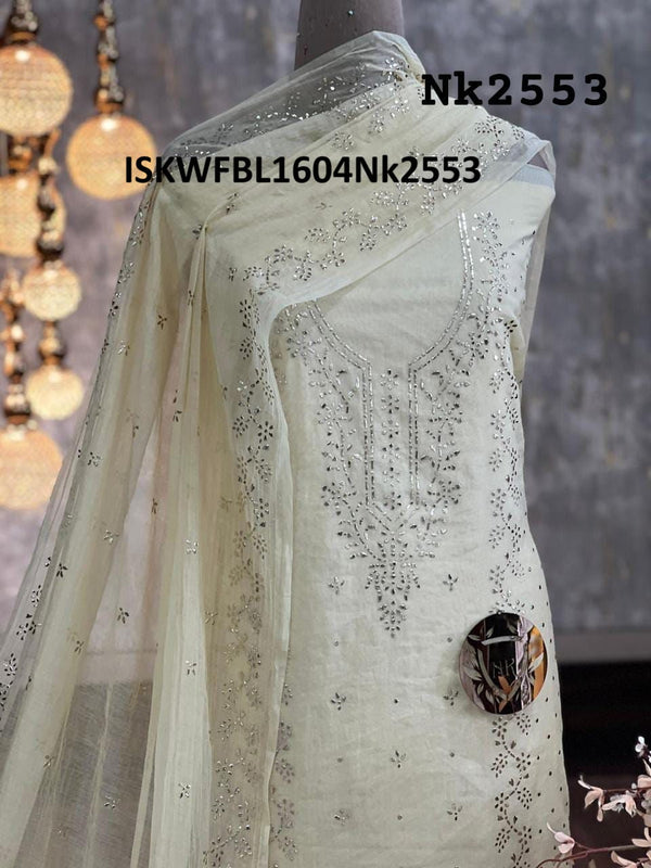 Embroidered Chanderi Kurti With Shantoon Bottom And Dupatta-ISKWFBL1604Nk2553