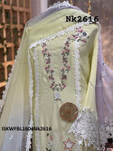 Embroidered Maslin Kurti With Shantoon Bottom And Ombre Dyed Organza Dupatta-ISKWFBL1604Nk2616