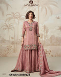 Embroidered Organza Shimmer Silk Kurti With Sharara And Dupatta-ISKWSH15040123