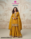 Embroidered Organza Shimmer Silk Kurti With Sharara And Dupatta-ISKWSH15040123