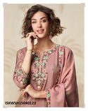 Embroidered Organza Shimmer Silk Kurti With Sharara And Dupatta-ISKWSH15040123