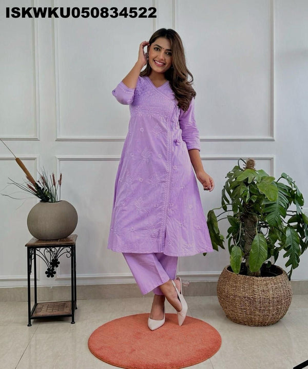 Embroidered Cotton Kurti With Pant-ISKWKU050834522