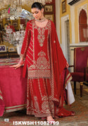 Embroidered Chinon Kurti With Sharara And Dupatta-ISKWSH11082799