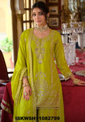 Embroidered Chinon Kurti With Sharara And Dupatta-ISKWSH11082799