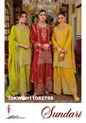 Embroidered Chinon Kurti With Sharara And Dupatta-ISKWSH11082799