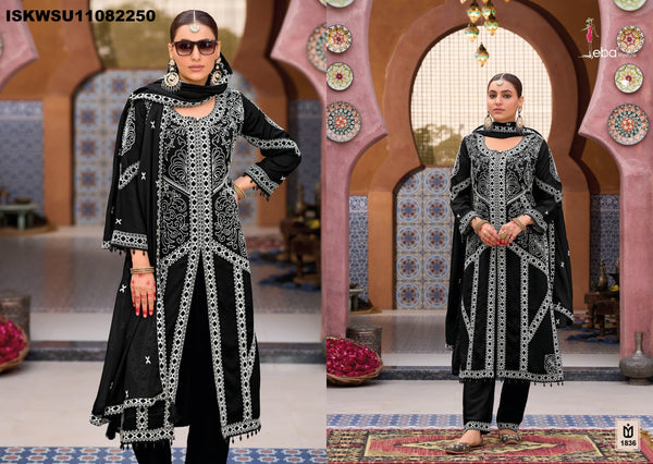 Embroidered Chinon Kurti With Pant And Dupatta-ISKWSU11082250