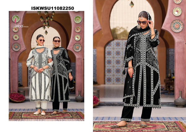 Embroidered Chinon Kurti With Pant And Dupatta-ISKWSU11082250