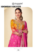 Digital Printed Chinon Kurti With Sharara And Embroidered Dupatta-ISKWSH11083150