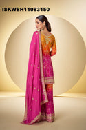 Digital Printed Chinon Kurti With Sharara And Embroidered Dupatta-ISKWSH11083150