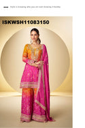 Digital Printed Chinon Kurti With Sharara And Embroidered Dupatta-ISKWSH11083150