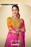 Digital Printed Chinon Kurti With Sharara And Embroidered Dupatta-ISKWSH11083150