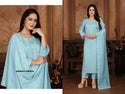 Embroidered Chanderi Kurti With Pant And Dupatta-ISKWSU12089950