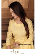 Embroidered Chanderi Kurti With Pant And Dupatta-ISKWSU12089950