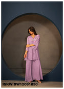 Sequined Chinon Silk Top With Sharara-ISKWIDW12081850