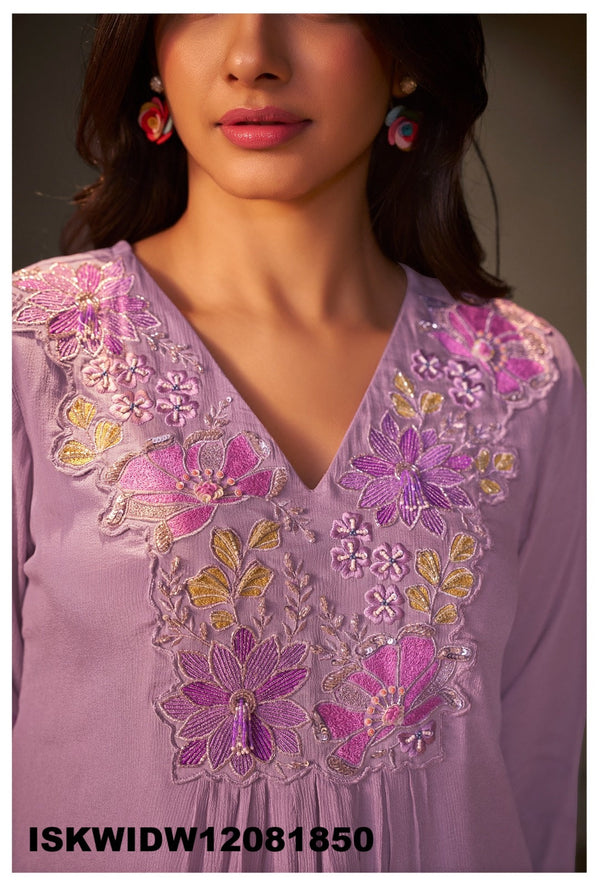 Sequined Chinon Silk Top With Sharara-ISKWIDW12081850