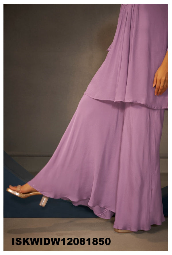 Sequined Chinon Silk Top With Sharara-ISKWIDW12081850