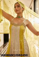 Embroidered Silk Gown With Dupatta-ISKWGN12082450