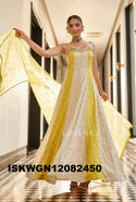 Embroidered Silk Gown With Dupatta-ISKWGN12082450
