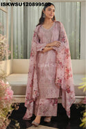 Embroidered Silk Kurti With Palazzo And Printed Dupatta-ISKWSU130899500