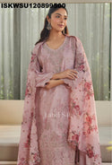 Embroidered Silk Kurti With Palazzo And Printed Dupatta-ISKWSU130899500