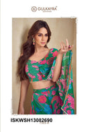 Digital Printed Chinon Silk Crop Top With Sharara Attached With Dupatta-ISKWSH13082690