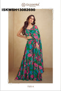 Digital Printed Chinon Silk Crop Top With Sharara Attached With Dupatta-ISKWSH13082690