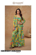 Digital Printed Chinon Silk Crop Top With Sharara And Jacket-ISKWSH13082699