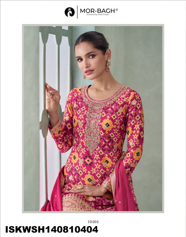 Printed Chinon Silk Kurti With Sharara And Dupatta-ISKWSH140810404