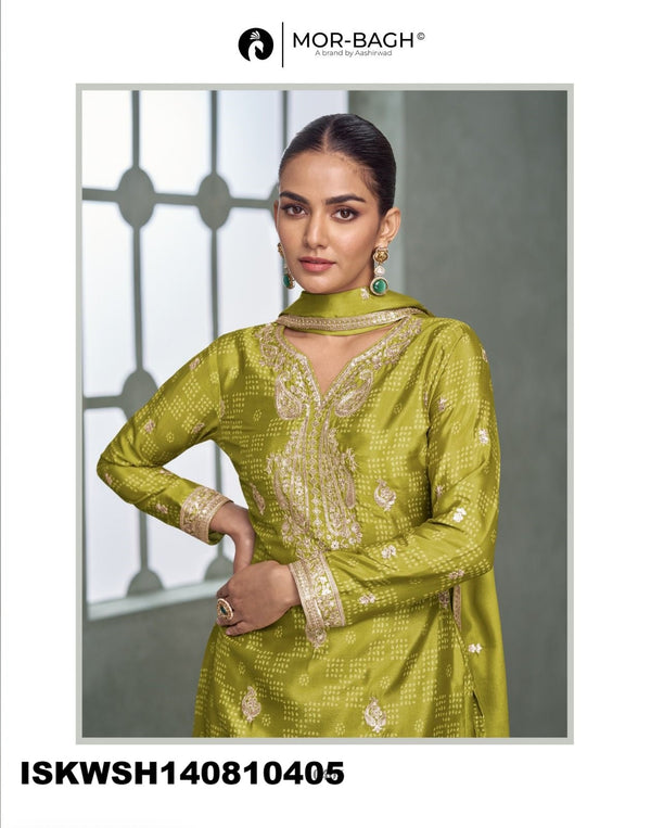 Printed Chinon Silk Kurti With Sharara And Dupatta-ISKWSH140810405