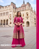 Georgette Crop Top With Sharara And Embroidered Shrug-ISKWSH140810001