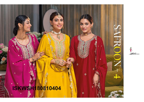 Embroidered Chinon Kurti With Sharara And Dupatta-ISKWSH180810404