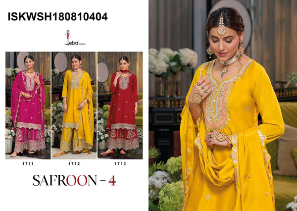 Embroidered Chinon Kurti With Sharara And Dupatta-ISKWSH180810404
