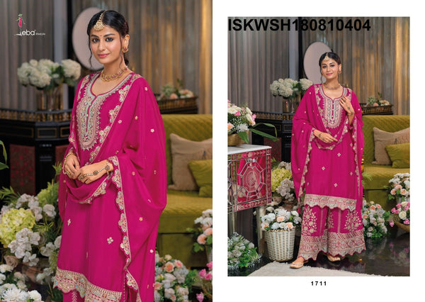 Embroidered Chinon Kurti With Sharara And Dupatta-ISKWSH180810404