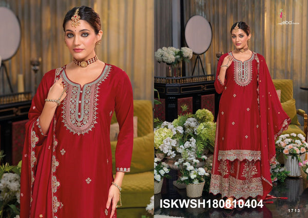 Embroidered Chinon Kurti With Sharara And Dupatta-ISKWSH180810404