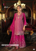 Embroidered Chinon Kurti With Sharara And Dupatta-ISKWSH190826990