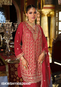 Embroidered Chinon Kurti With Sharara And Dupatta-ISKWSH190826990